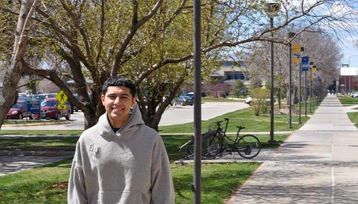 Omar walking to the class.