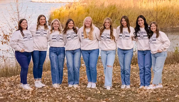 members of the panhellenic council pose for a group photo